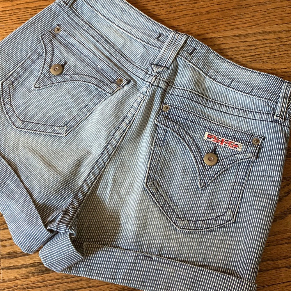 Hudson Pin Stripe Cuffed High-waisted Denim Shorts